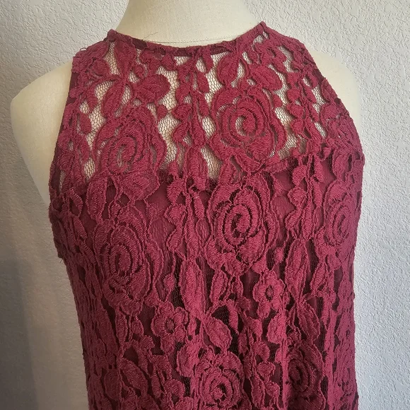 SHYANNE High Neck Sleeveless Lace Fit & Flare Short Western Dress Medium Red - Picture 3 of 15